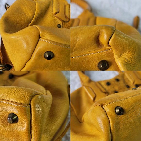 COSTANZA ROTA Yellow Floral Rivets Leather Top Handle Crossbody Bag - Picture 8 of 14